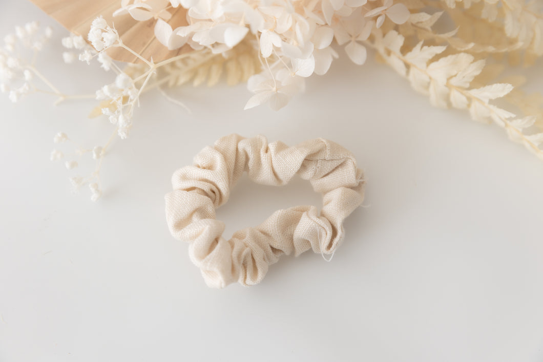 Beige Linen Cotton Scrunchie